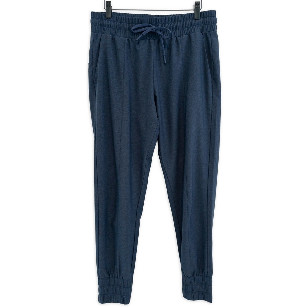 Jogger Pants Womens Blue Nylon Drawstring High Rise Sporty Athleisure Activewear